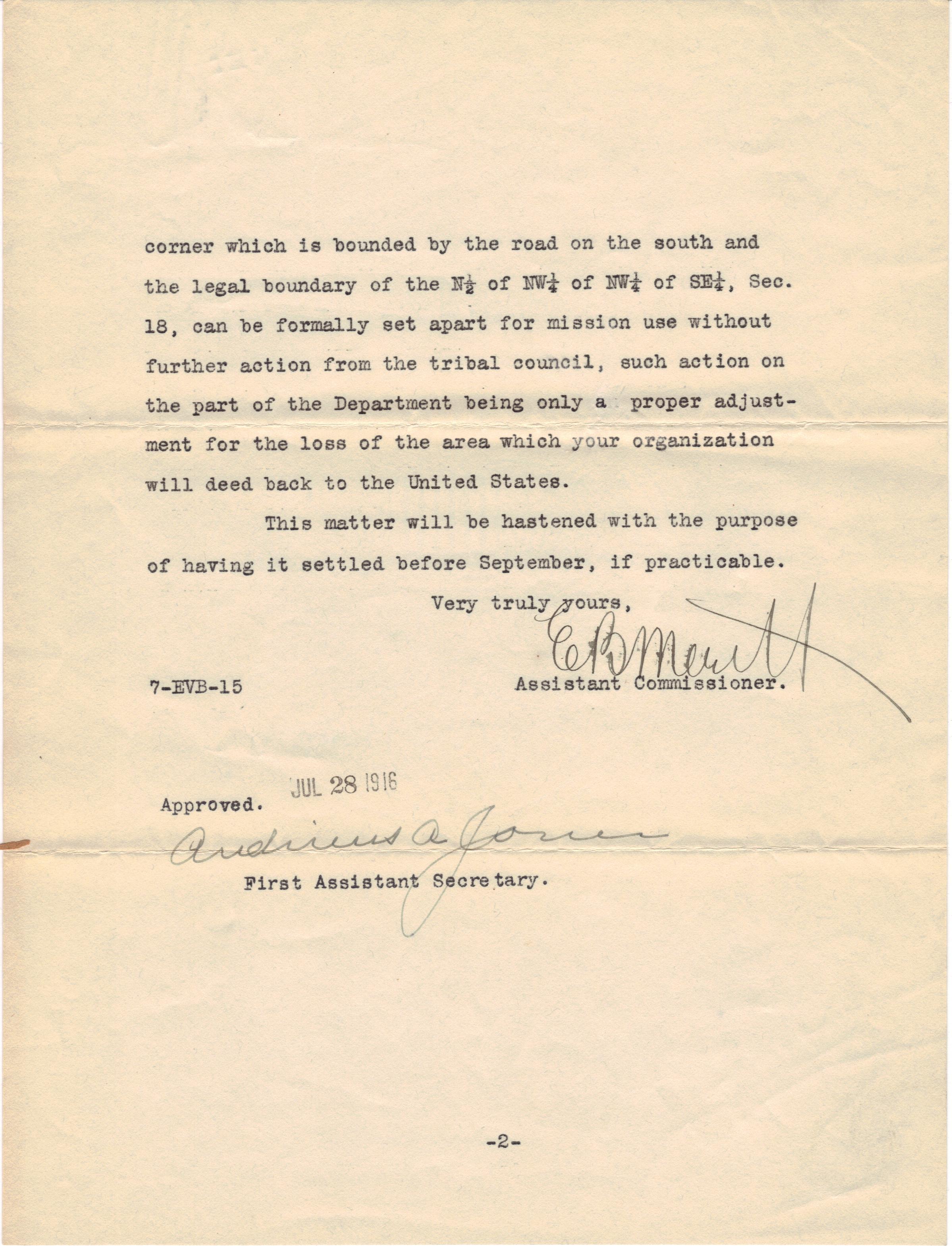 July 24, 1916: Need for a survey of cemetary property (1)